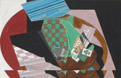 Schachbrett und Spielkarten, 1915 von Juan Gris