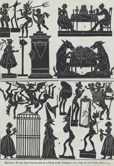 Blatt 11 von Figuren für chinesische Schattenspiele, 1859 von Juan Llorens