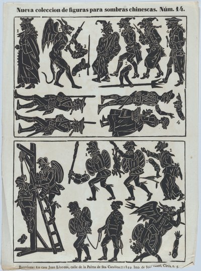 Blatt 14 von Figuren für chinesische Schattenspiele von Juan Llorens