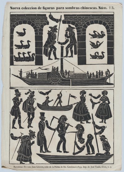 Blatt 15 von Figuren für chinesische Schattenspiele, 1859 von Juan Llorens