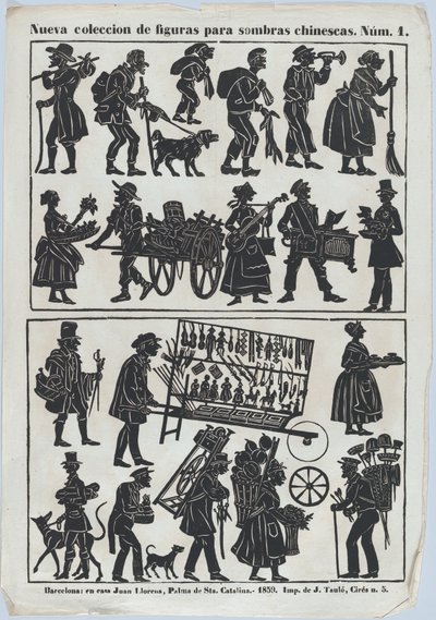 Blatt 1 der Figuren für chinesische Schattenspiele, 1859 von Juan Llorens