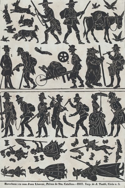 Blatt 2 von Figuren für chinesische Schattenspiele von Juan Llorens