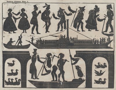 Blatt 4 von Figuren für chinesische Schattenspiele, ca. 1850-70 von Juan Llorens