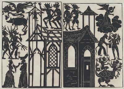 Blatt 5 von Figuren für chinesische Schattenspiele, 1859 von Juan Llorens