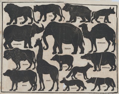 Blatt 5 von Figuren für chinesische Schattenspiele, ca. 1850-70 von Juan Llorens