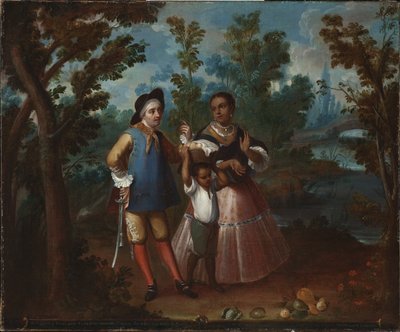 X. Von Spanier und Rückkehr, Halten Sie sich in der Luft (X. De español y torna atrás, tente en el aire), ca. 1760 von Juan Patricio Morlete Ruiz
