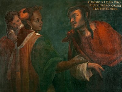 Indianer und Wolf erzeugen einen Halte-dich-in-der-Luft-Grifo, c.1715 von Juan Rodríguez Juárez