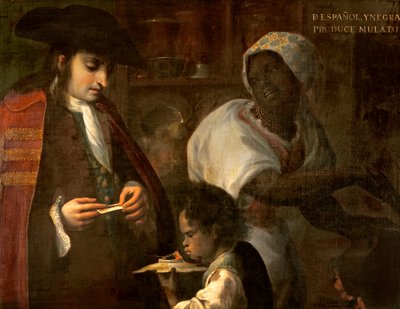 Spanier und Schwarzer erzeugen einen Mulatten, ca. 1715 von Juan Rodríguez Juárez