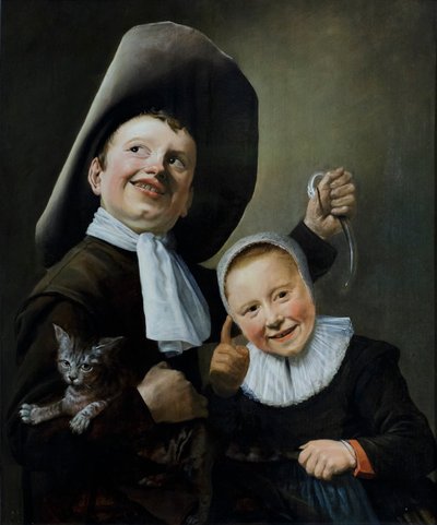 Ein Junge und ein Mädchen mit einer Katze und einem Aal, um 1635 von Judith Leyster