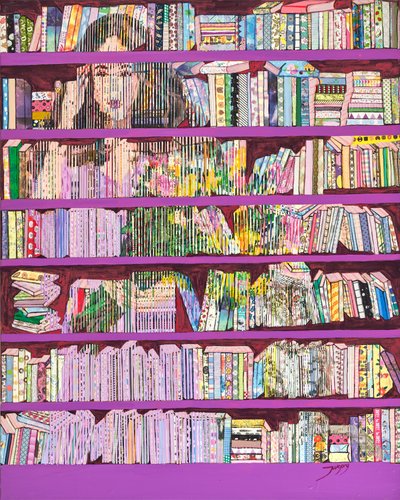 Buntes Bücherregal Frau von Jukyong Park