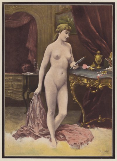 Frau mit einem Spiegel von Jules (after) Scalbert