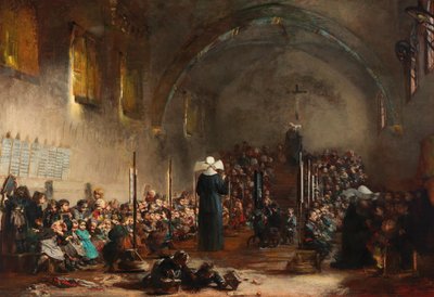 Ein Kindergarten in einem Kloster, 1876 von Jules Alexandre Patrouillard Degrave