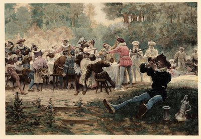 Bankett auf der Mardi Gras Party. Gargantua. Illustration von Jules Garnier. In „Rabelais et l