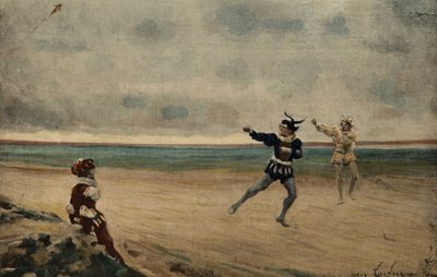 Männer spielen Kran. Gargantua. Illustration von Jules Garnier. In „Rabelais et l