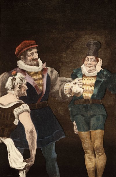 Panurge gibt einem Mann Geld, um eine alte Frau zu heiraten. Pantagruel. Illustration von Jules Garnier. In „Rabelais et l