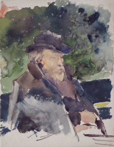 Skizze von Edward Burne-Jones in einem Boot, Walton-on-Thames, 1880-1884 von Jules Bastien Lepage