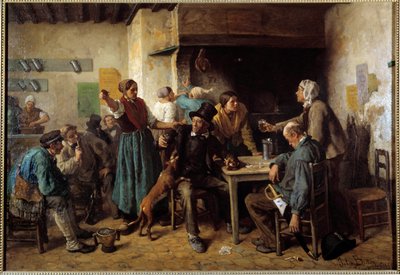 Montag. Kunden an einem Tisch in einem Gasthaus von Jules Breton