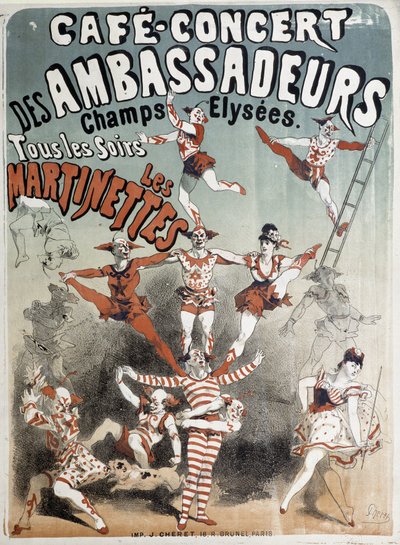 Les Martinettes im Cafe-Concert des Ambassadeurs - Plakat von Jules Chéret, Ende des 19. Jahrhunderts von Jules Cheret