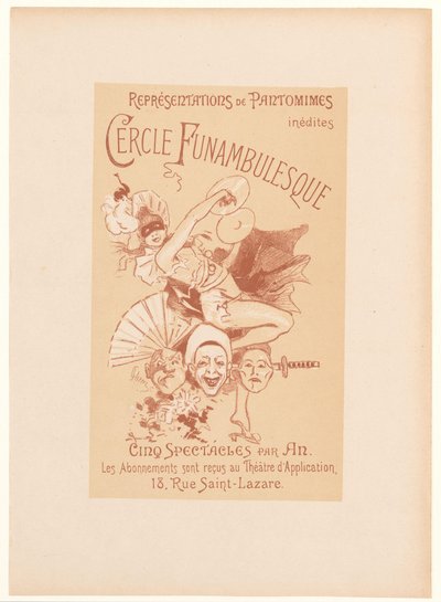 Werbekarte für den Cercle Funambulesque von Jules Cheret