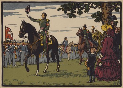 Guillaume Henri Dufour, Schweizer General und Ingenieur (Farblithografie) von Jules Courvoisier