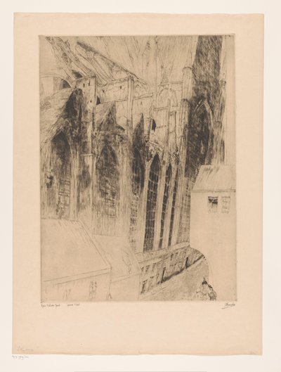 Blick auf die Seitenfassade der St.-Nikolaus-Kirche in Gent von Jules De Bruycker (signed by artist)