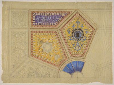 Entwurf für die bemalte Dekoration einer Kassettendecke von Jules Edmond Charles Lachaise and Eugène Pierre Gourdet