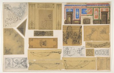 Neunzehn Entwürfe für die bemalte Dekoration von Innenräumen, 1830-97 von Jules Edmond Charles Lachaise and Eugène Pierre Gourdet