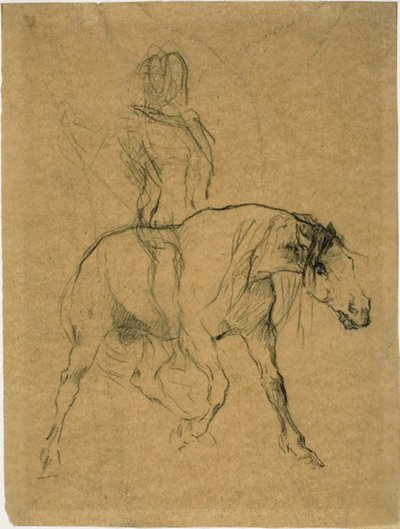 Studie eines Pferdes und Reiters von Jules Elie Delaunay