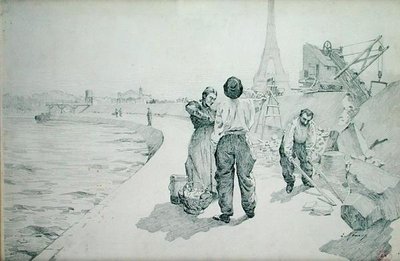 Ansicht der Ufer der Seine, Paris von Jules Ernest Renoux