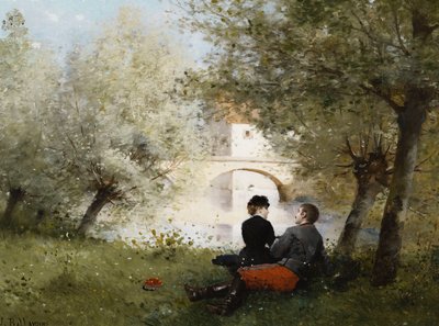 Am Fluss; Au Bord de la Riviere von Jules Frederic Ballavoine