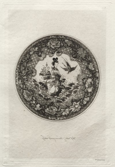 Untertasse mit reich emailliertem Grund und Medaillon, das die Göttin Kounin darstellt von Jules Jacquemart
