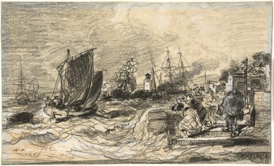 Bretonischer Hafen mit aufziehendem Sturm von Jules Noël