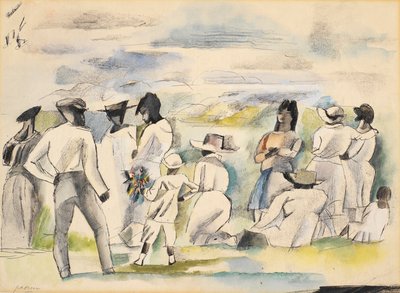 Schwarzer mit Junge, der Blumen hält von Jules Pascin