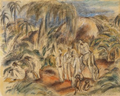 Figuren in einer tropischen Landschaft von Jules Pascin