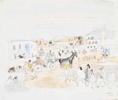 Landschaft mit Kutsche und Figuren, Tunis von Jules Pascin