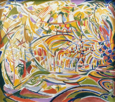 Goldene Fahnen und Sonnenschirme auf dem Markusplatz von Jules Schmalzigaug