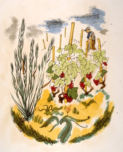 Humorvolle Weinillustration 1946. Illustration von Julien Pavil von Julien Pavil