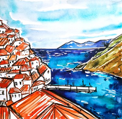 Lebhaftes griechisches Küstendorf von Julija Belickienė