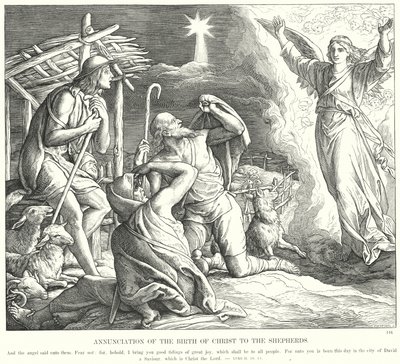 Verkündigung der Geburt Christi an die Hirten (Gravur) von Julius (after) Schnorr von Carolsfeld