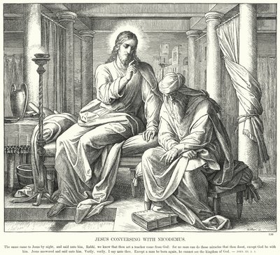 Jesus im Gespräch mit Nikodemus (Gravur) von Julius (after) Schnorr von Carolsfeld