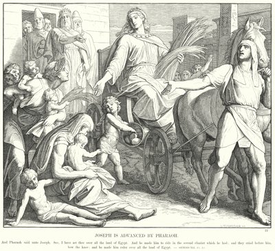 Joseph wird von Pharao befördert (Gravur) von Julius (after) Schnorr von Carolsfeld