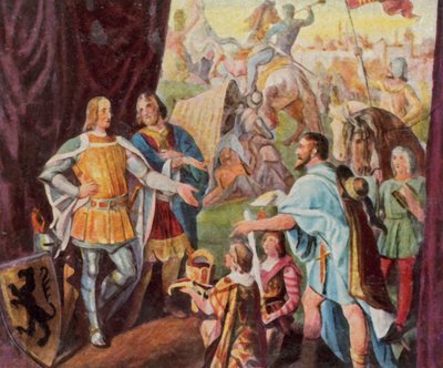 Rudolf von Habsburg erhält die Nachricht von seiner Wahl zum deutschen König von Julius (after) Schnorr von Carolsfeld