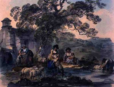 Bauern waschen Schafe in Cwm Rheidol, Cardiganshire von Julius Caesar Ibbetson