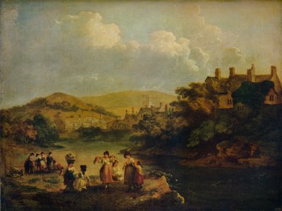 Frauen waschen Kleidung in einem walisischen Bach, 1790 von Julius Caesar Ibbetson