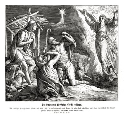 Ein Engel erscheint den Hirten, Evangelium nach Lukas von Julius Schnorr von Carolsfeld