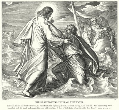 Christus unterstützt Petrus auf dem Wasser von Julius Schnorr von Carolsfeld