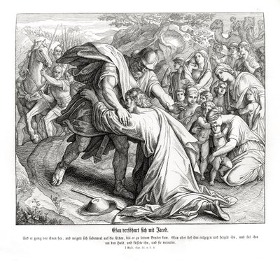 Jakob und Esau versöhnen sich, Genesis von Julius Schnorr von Carolsfeld
