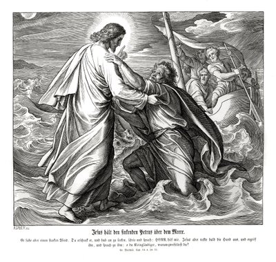 Jesus und Petrus gehen auf dem Wasser von Julius Schnorr von Carolsfeld