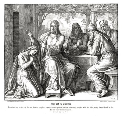 Jesus und die sündige Frau, Evangelium nach Lukas von Julius Schnorr von Carolsfeld