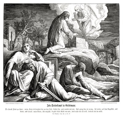 Jesus im Garten Gethsemane, Evangelium nach Matthäus von Julius Schnorr von Carolsfeld